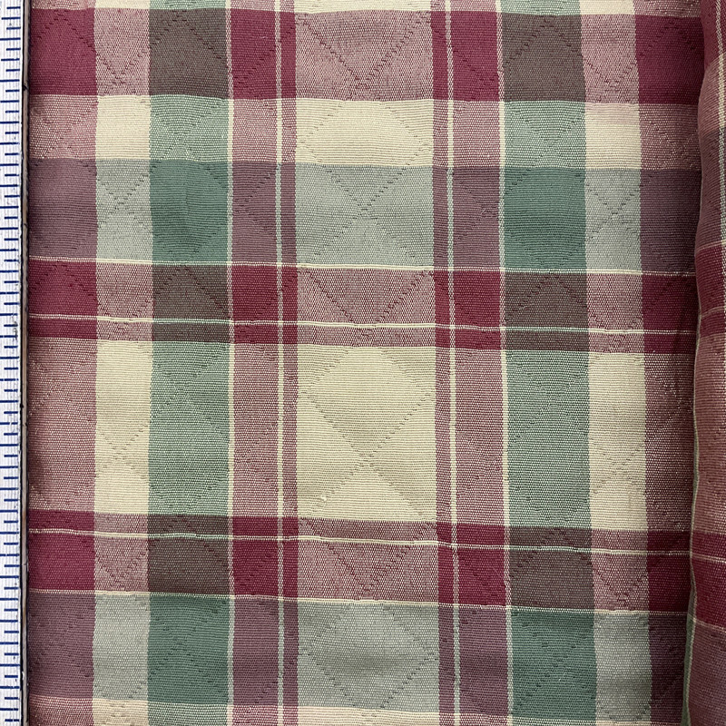 Traditional Plaid with Pre-quilted Diamonds Upholstery Fabric | 54"W | BTY