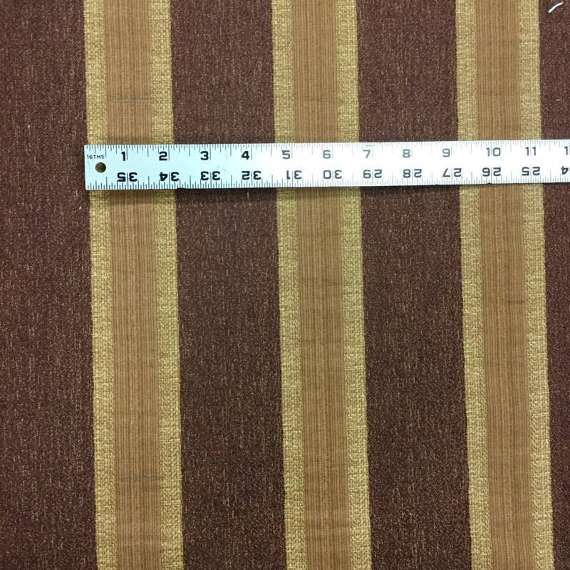 Peach/Burgundy Rustic Stripe Upholstery Weight Woven Fabric | Home Dec | Furniture | By The Yard | 54 Inch Wide
