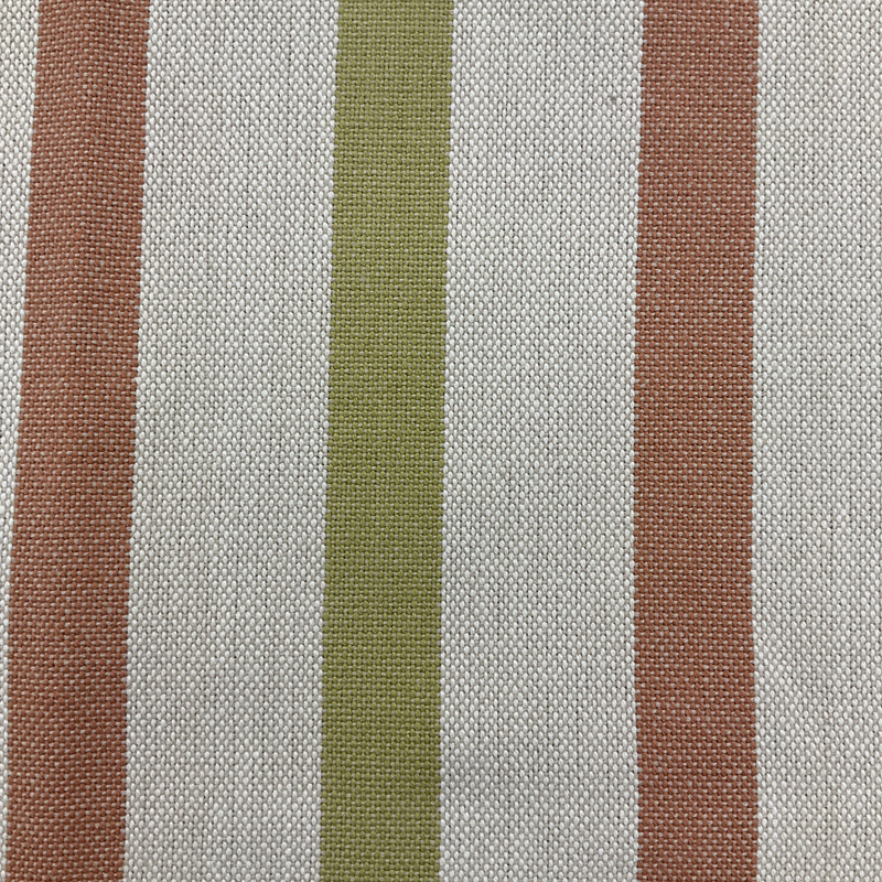 Reversible Stripes in Green and Orange Upholstery Fabric | 60 Wide | By the Yard