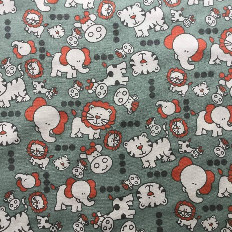Circus Animals in Gray / Red / Whtie | Home Decor Fabric | 54" W | By the Yard