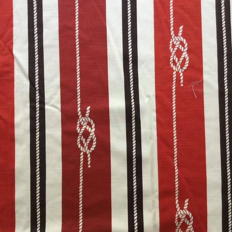 Nautical Rope and Stripe in Red / White / Brown | Home Decor Fabric | 54" | BTY