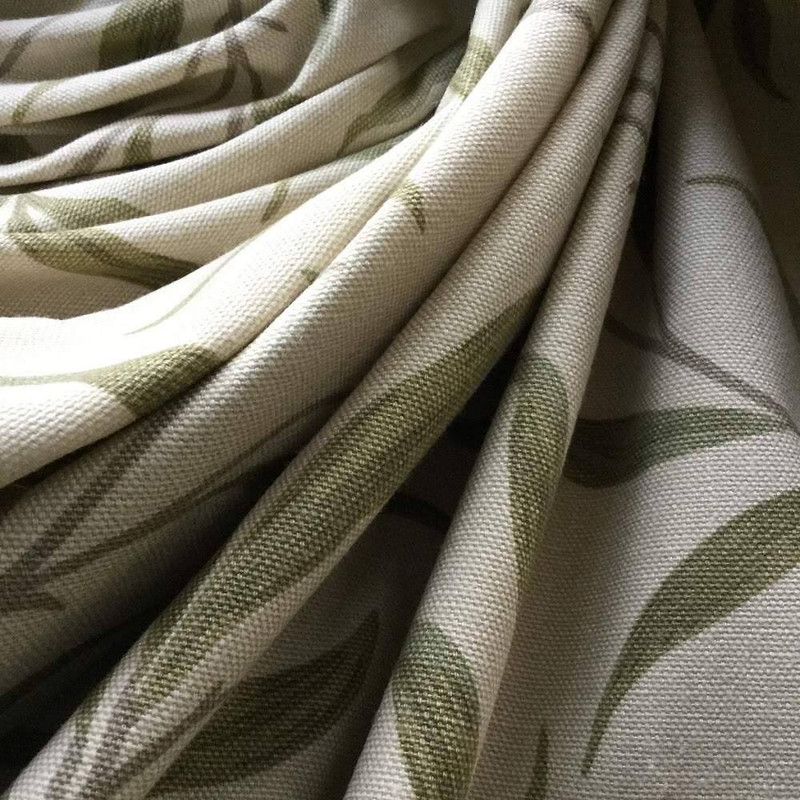Leafy Stems in Green / Beige | Upholstery / Drapery Fabric | 54 W | By the Yard