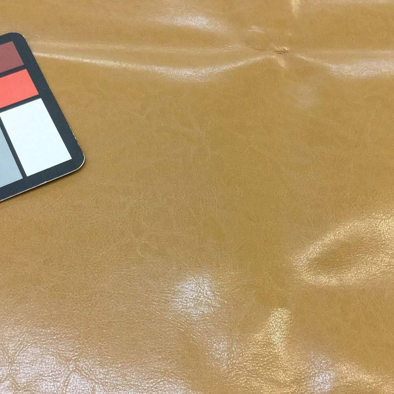 Shiny Tan Faux Leather Vinyl Upholstery Fabric | 54 Wide | By the Yard | Durable