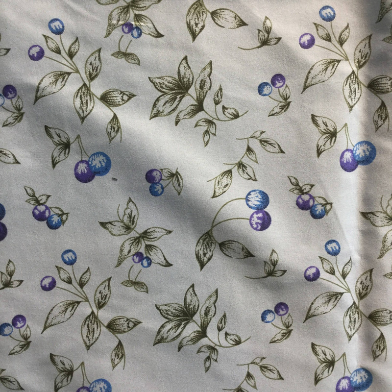 Blue Cherry Print Lightweight Woven Fabric | Poly Cotton | Drapery Apparel Lining Crafts