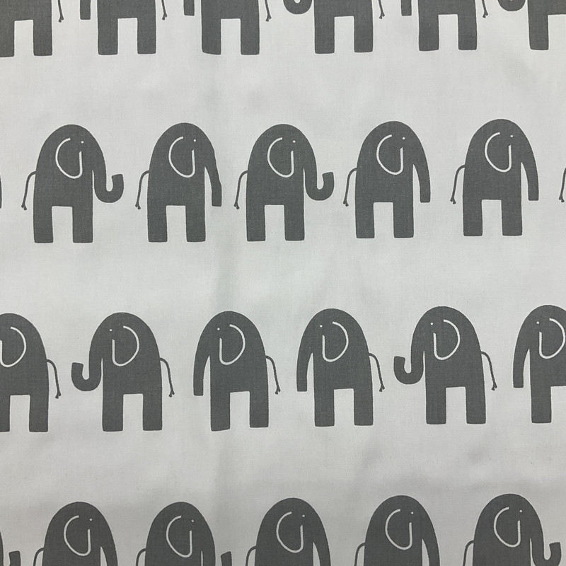 Elephants in Gray on White | Premier Prints | Children's Decor Fabric | 54 Wide