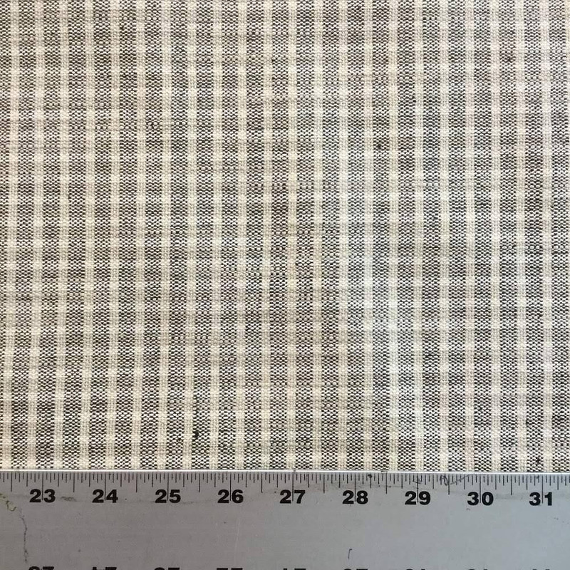 Subtle Plaid / Stripes Beige and Black | Heavyweight Upholstery Fabric | 54 W