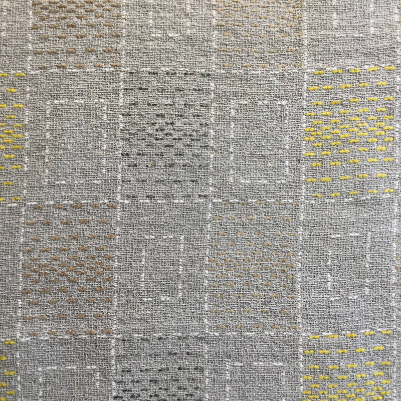 Textured Geometric Gray / Yellow / Tan | Upholstery Fabric  | 54”  Wide | BTY
