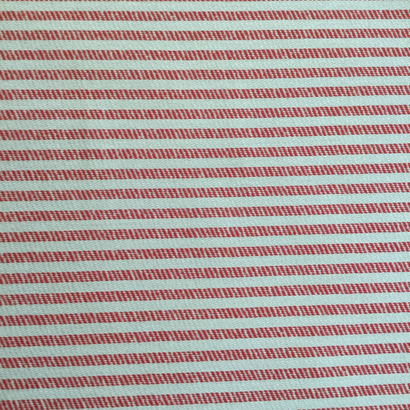 Red / Tan Ticking Striped Fabric | Slipcovers / Drapery | 54 Wide | By the Yard
