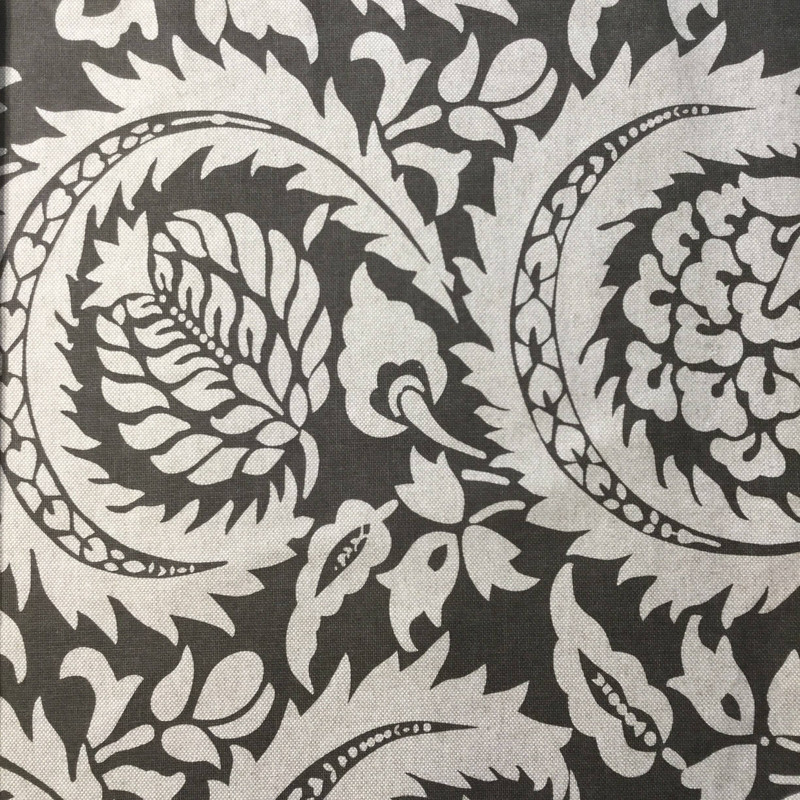 Large Scale Leaf Damask | Home Decor Fabric | Gray / Natural | Lacefield | 54 W