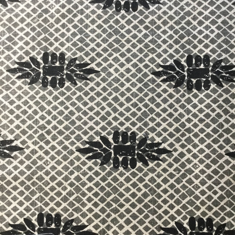 Diamonds with Motifs Gray / Black on Linen | Home Decor Fabric | Lacefield | 54W