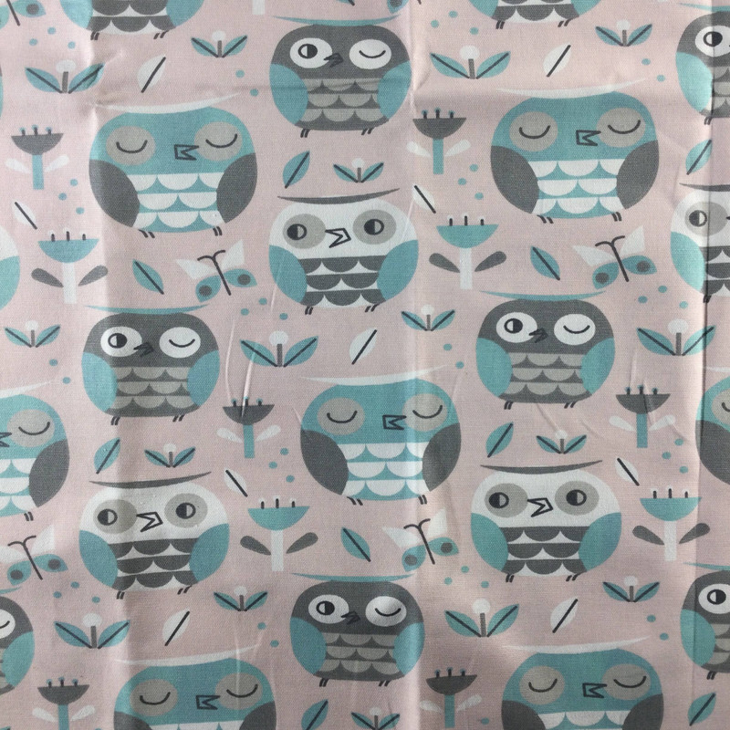 Owls in Pink / Blue / Gray | Home Decor Fabric | Premier Prints | 54 Wide | By the Yard