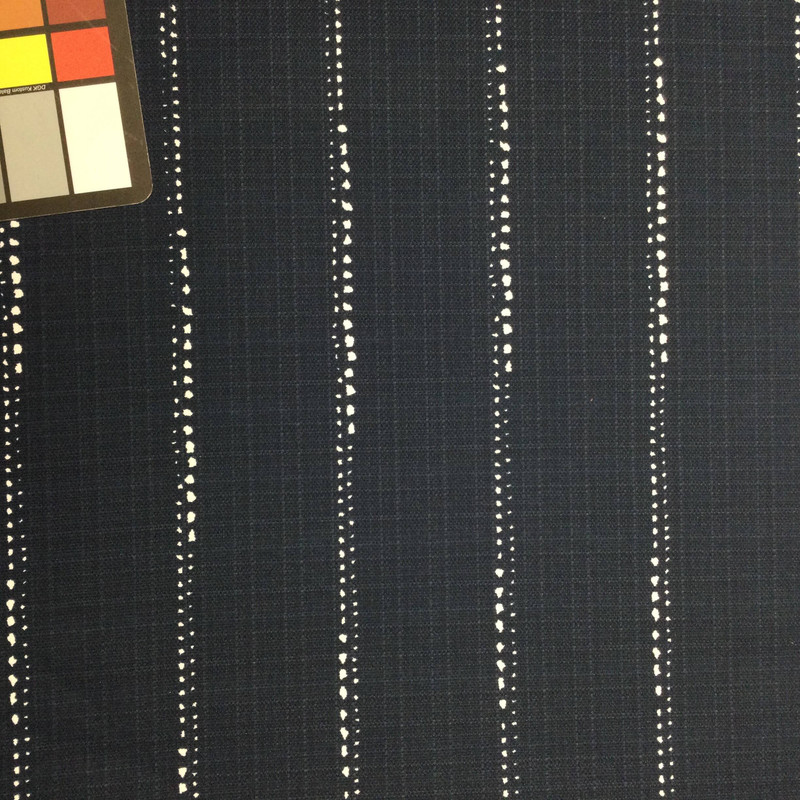 Dotted Stripes Navy Blue / White Canvas | Home Decor Fabric | Premier Prints | 54 Wide | By the Yard