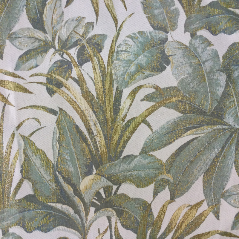 Leaf Fronds in Green / Beige | Upholstery Fabric | 54" Wide | By the Yard