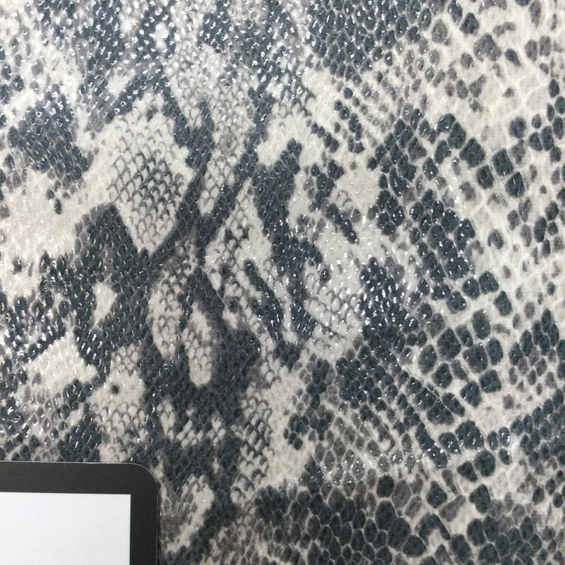 Black/ Grey Iridescent  Snakeskin Woven Fabric | Apparel | Craft | Bags | Purses | By The Yard | 60 inch wide