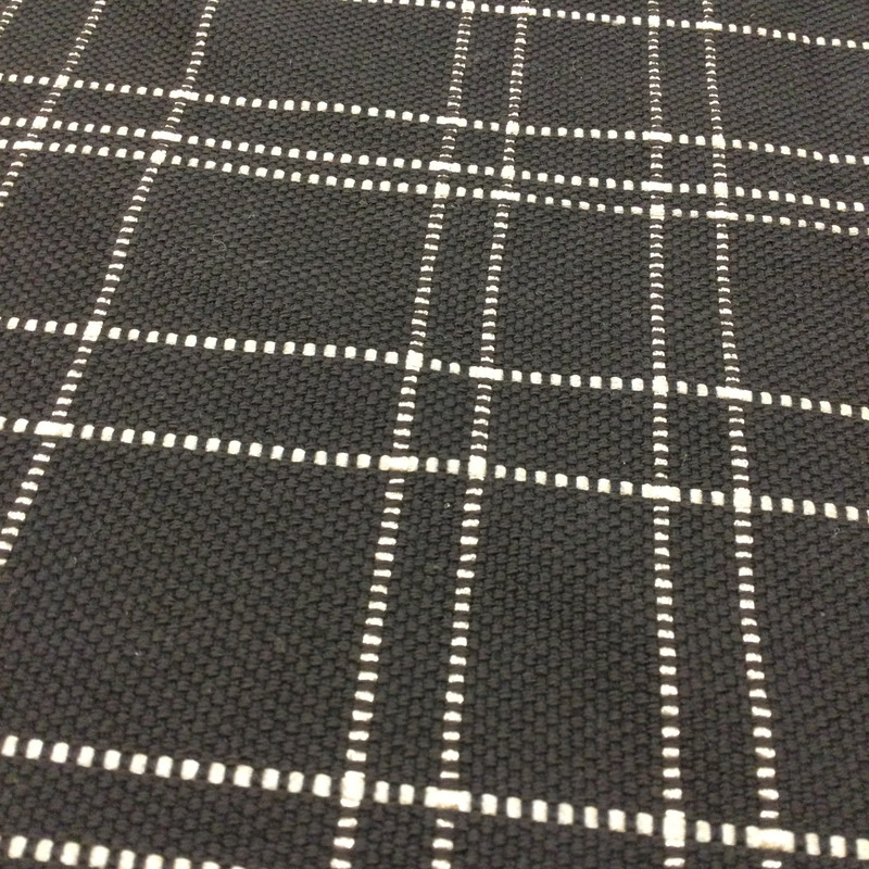 Windowpane Plaid Black / Off White  | Upholstery Fabric | 54" Wide | By the Yard