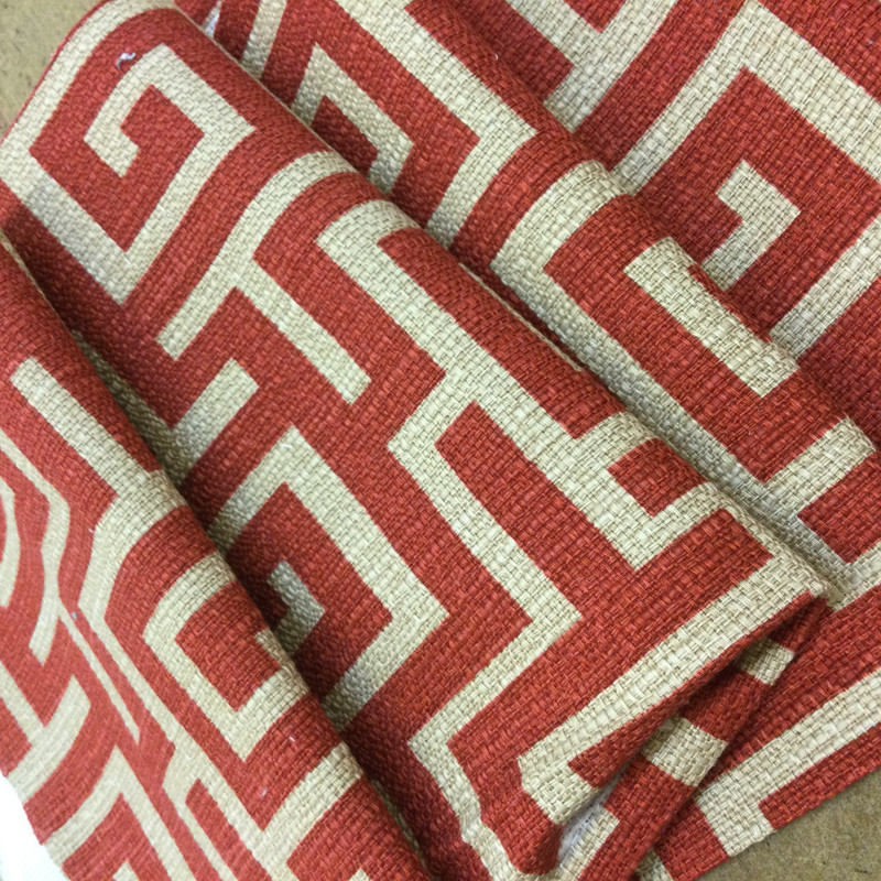 Red and Brown Geometric Maze | Home Decor Fabric | 54" Wide | By the Yard