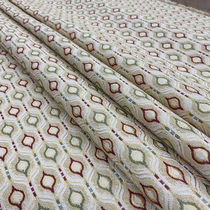 Gabby in Grass | Contemporary Ogee in Yellow / Red / Green  | Upholstery Fabric | Regal Fabrics Brand | 54" Wide | By the Yard