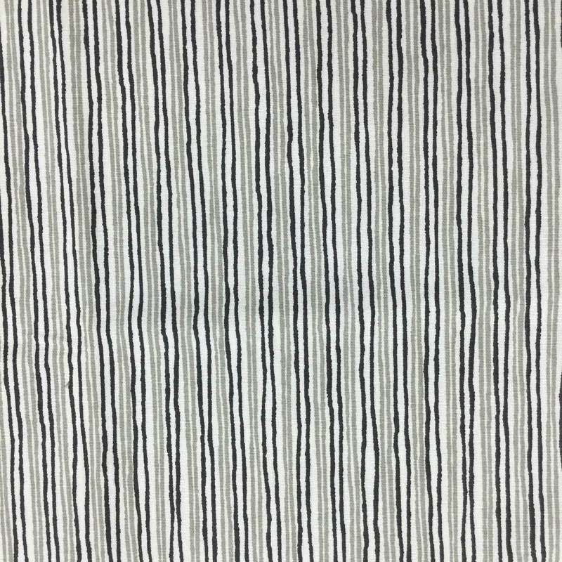 Sullivan in Onyx | Thin Stripes in Black / Grey / White | Upholstery / Drapery Fabric | Magnolia Home Fashions | 54" Wide | By the Yard