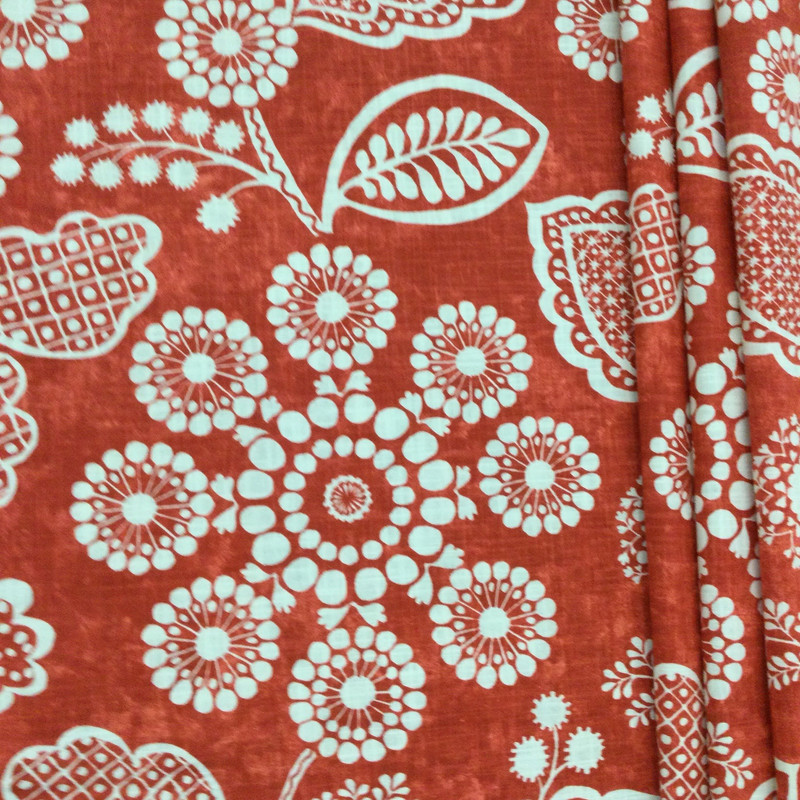 Garden Craft in Scarlet | Batik Floral in Red and White | Upholstery / Drapery Fabric | P/Kaufmann | 54" Wide | By the Yard