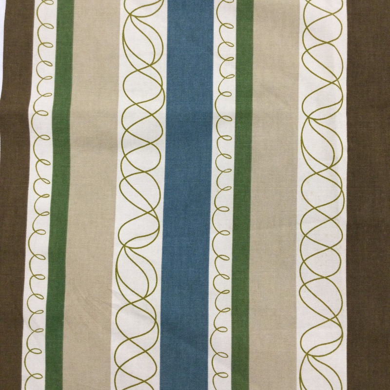 Hot Stripe in Desert Sand | Doodle Stripes in Brown / Green / Blue | Upholstery / Drapery Fabric | P/Kaufmann | 54" Wide | By the Yard