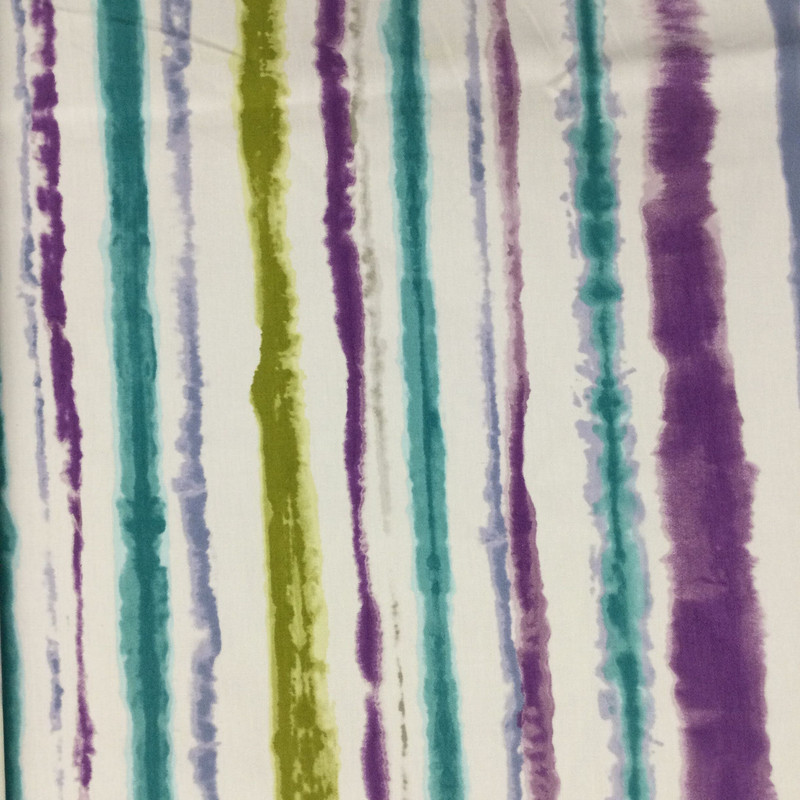 Color Lesson in Peacock | Watercolor Stripes in Purple / Green / Teal | Upholstery / Drapery Fabric | P/Kaufmann | 54" Wide | By the Yard