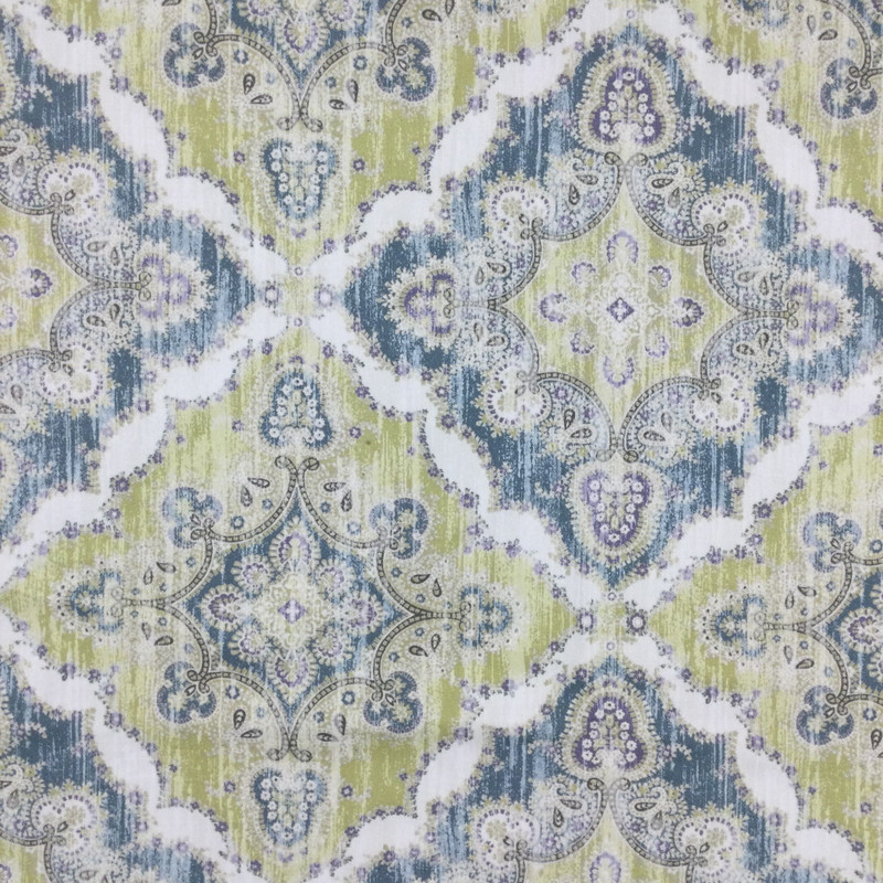 Zoie in Marine | Distressed Damask in Green and Blue | Upholstery / Drapery Fabric | P/Kaufmann | 54" Wide | By the Yard