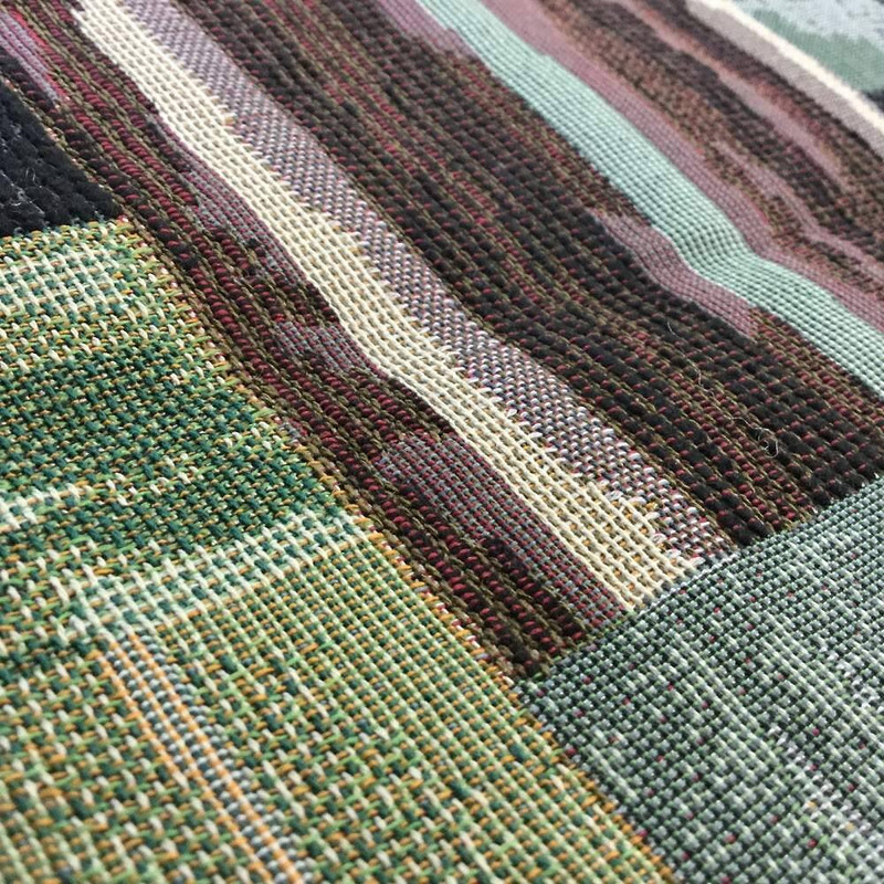 2 Yard Piece of Geometric with Leaves | Teal / Blue / Green | Upholstery Fabric | 54 W | BTY