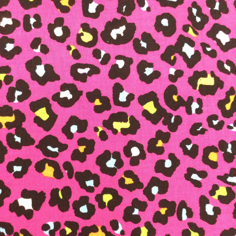 100% Cotton Quilting Fabric | Pink Yellow Cheetah Print | 44" Wide | By The Yard