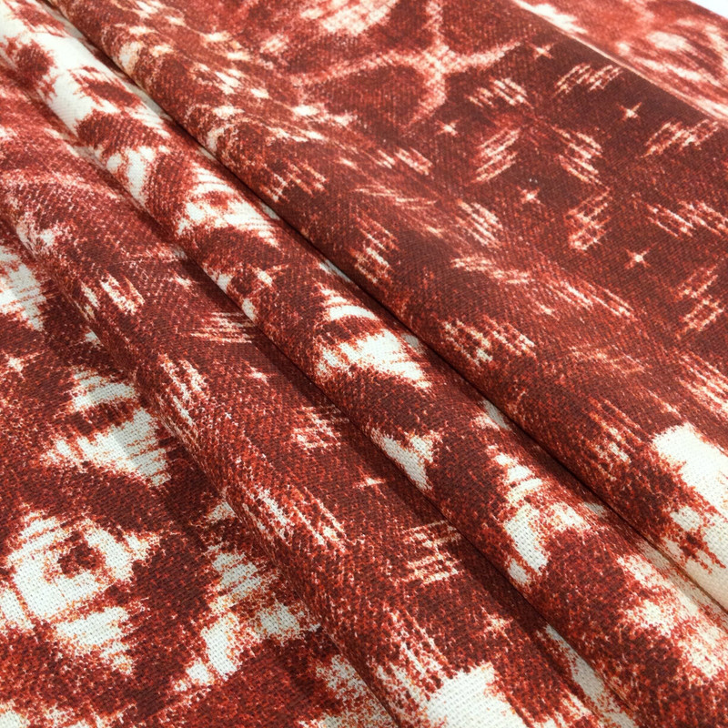 Shibori in Fiesta | Bohemian Patchwork Block Print in Red and White | Home Decor Fabric | Covington | 54" Wide | By the Yard