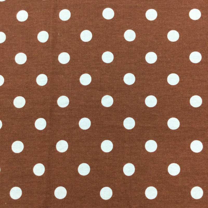 Polka Dots in Robins Egg Blue | Chocolate Brown Background | Premier Prints | Home Decor Fabric By The Yard | 54" Wide