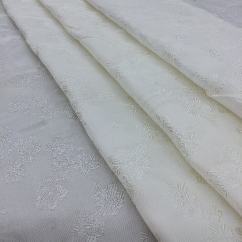 Ivory Floral Jaquard Taffeta Fabric | 100 % Polyester | Special Occasion Apparel | 60 inch Wide | By The Yard
