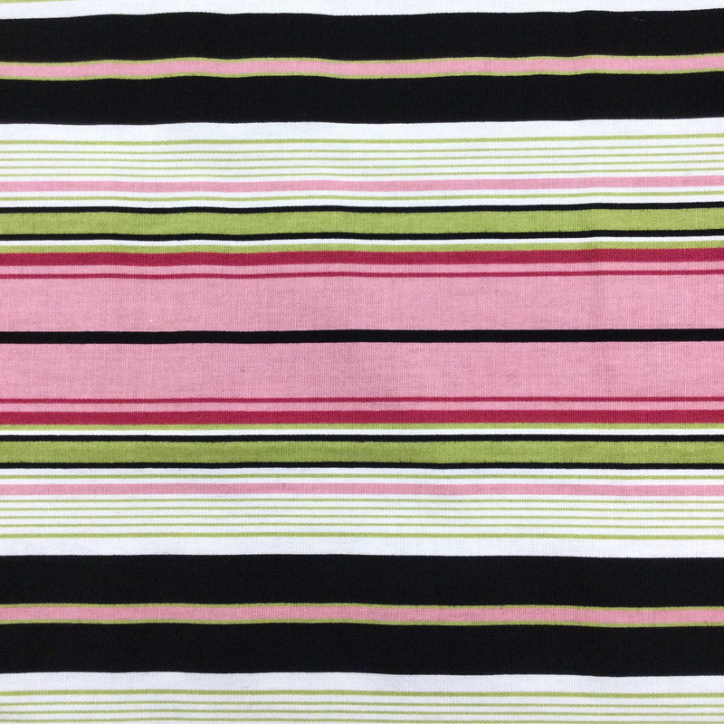 "Terrace" Premier Print | Stripes in Pink | Black | Green | Cream | By The Yard | 54 Inch Wide Fabric