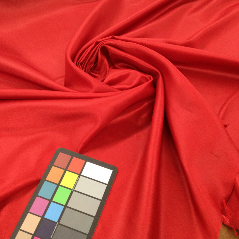 Bright Red Polyester Satin Lining Fabric / Bias Stripe Texture / Clothing and Apparel / Sold by the Yard / 60 inch wide