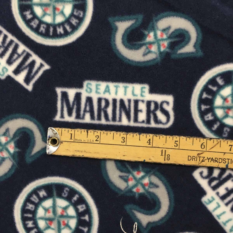 Seattle Mariners Blue Green Silver Fleece Fabric By The Yard