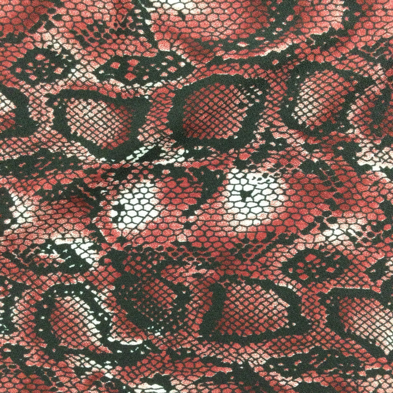 Black and Maroon Snakeskin Print  Matte Jersey Knit Fabric | Fashion Fabric | 60 Inch Wide | By The Yard