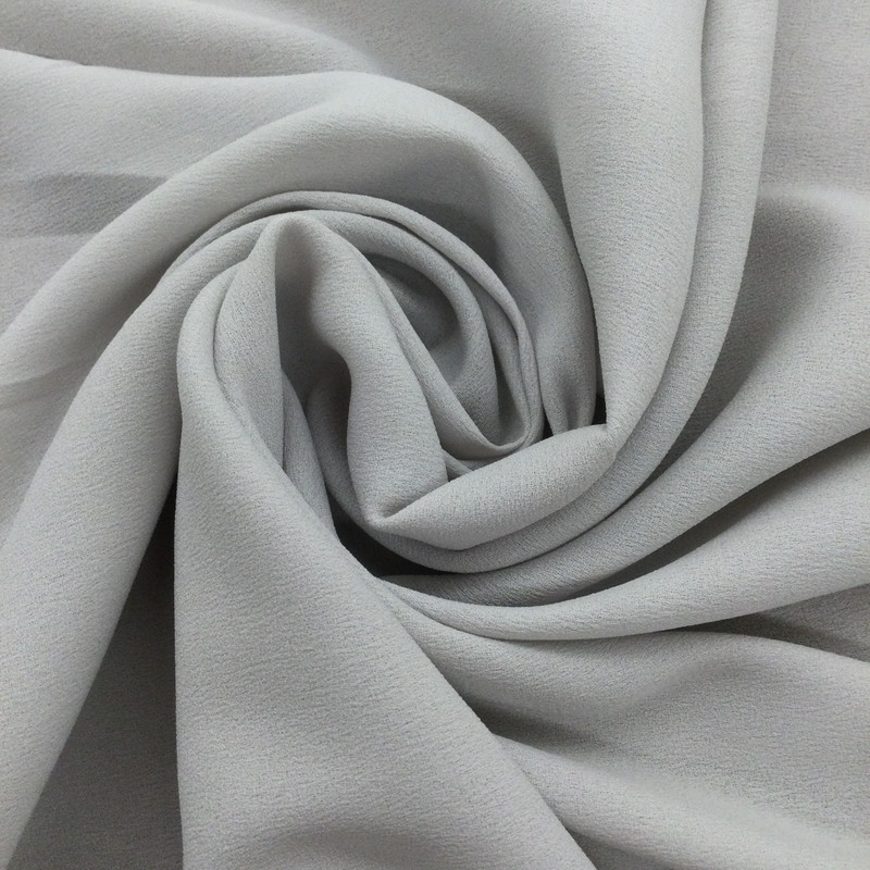 Cloud Grey Solid Crepe Fabric | Lightweight Polyester Silky Solid | Clothing and Apparel | By The yard | 45 Inch Wide
