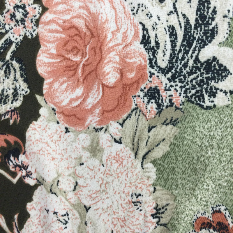 Olive and Coral Floral Paisley Jersey Knit Print Fabric | Clothing and Apparel | 48 inch Wide | By The Yard