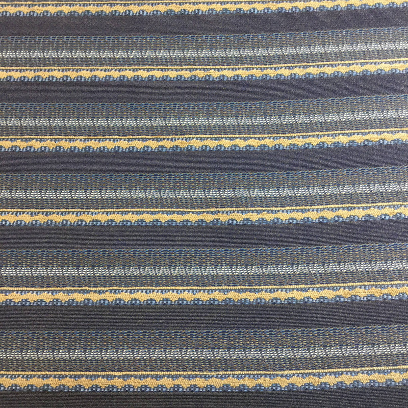 4 Yard Piece of Brown/Blue/Yellow Stripe Heavy Woven Upholstery Fabric | Home Decor | 54 inch Wide