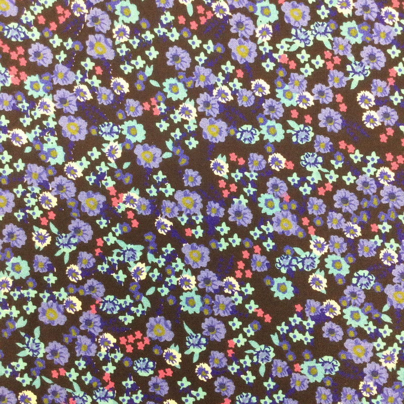 Medium Blue Small Floral on Navy | Quilting Fabric | 100% Cotton | 45 inch Wide | By The Yard