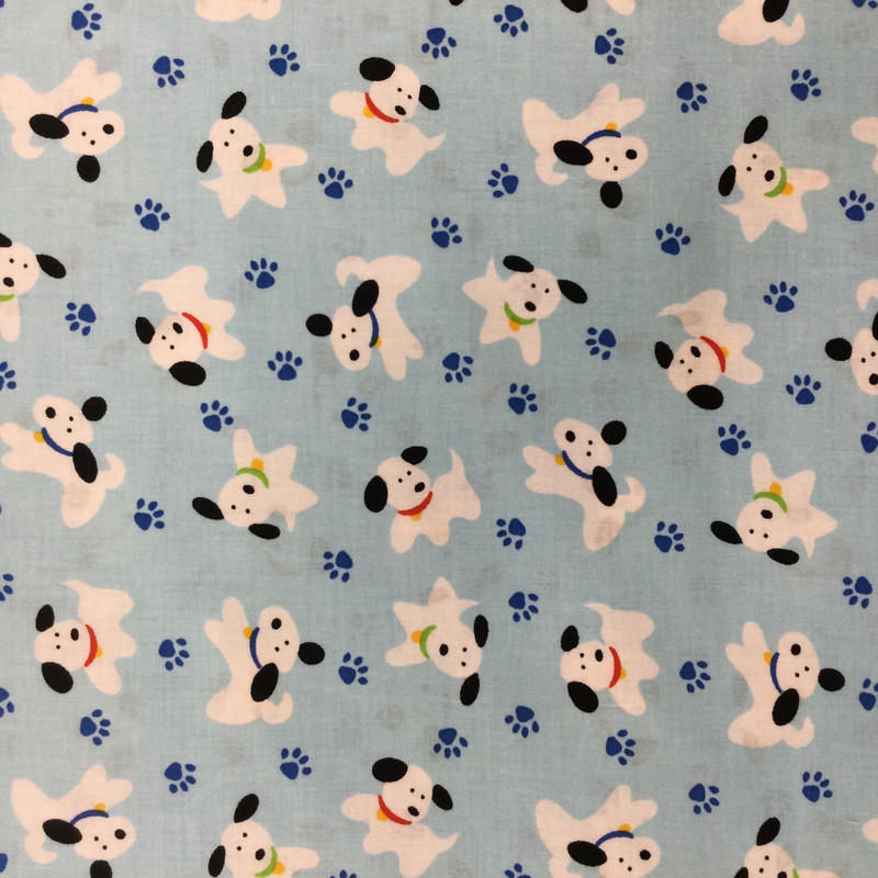 Dogs in Blue / White / Black | Quilting Fabric | 100% Cotton | 44 wide | By the Yard