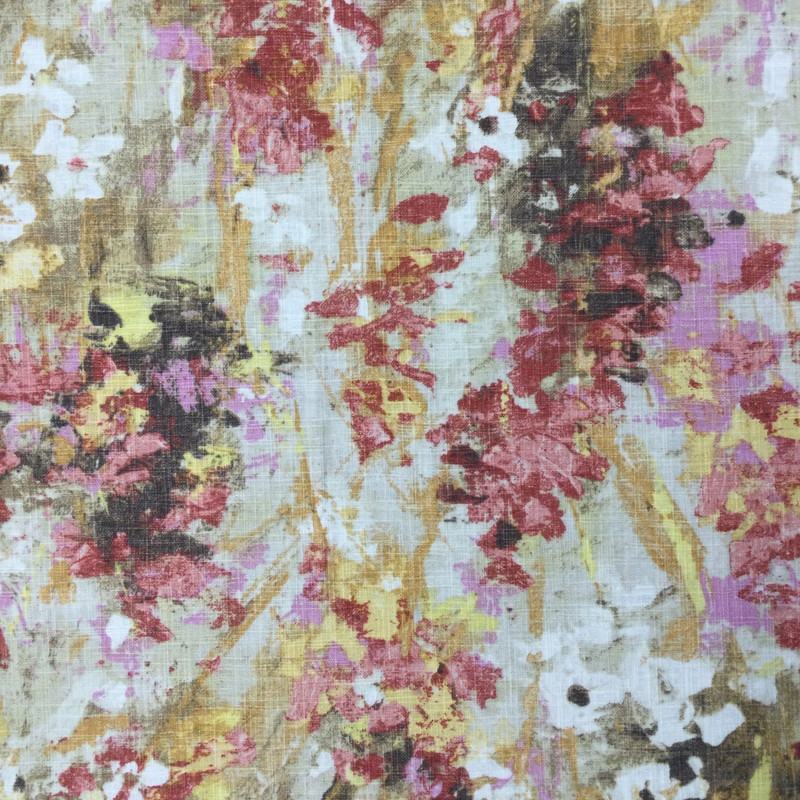Wonderland in Rose | Abstract Floral in Pink / Gold / White / Beige | Home Decor Fabric | Linen Blend | 54" Wide | By the Yard