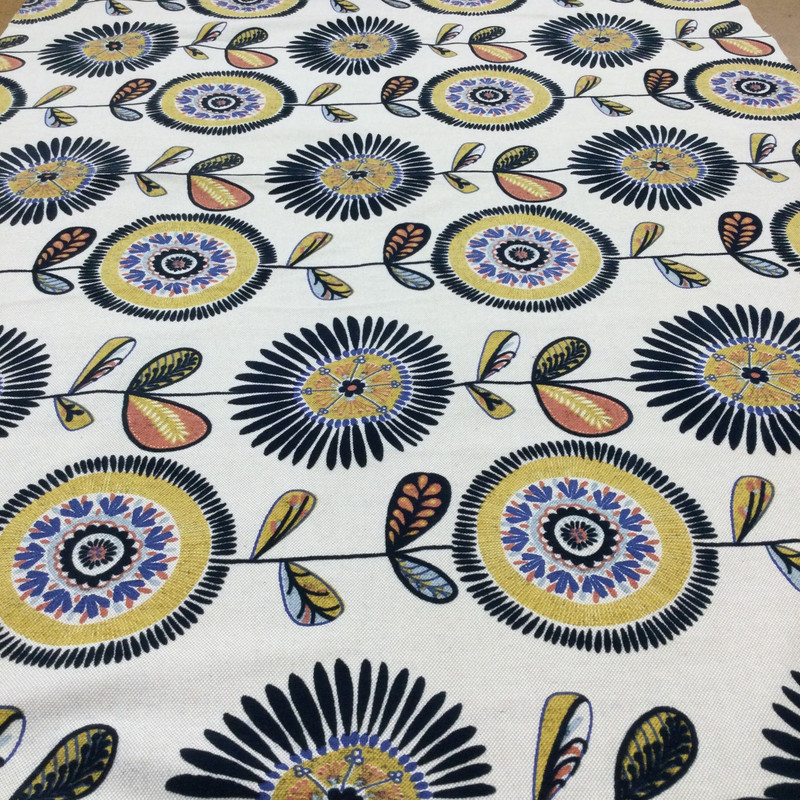 Bouquet in Jewel  | Floral with Cut Velvet in Gold / Blue / Navy  | Home Decor Fabric | Upholstery | 54" Wide | By the Yard