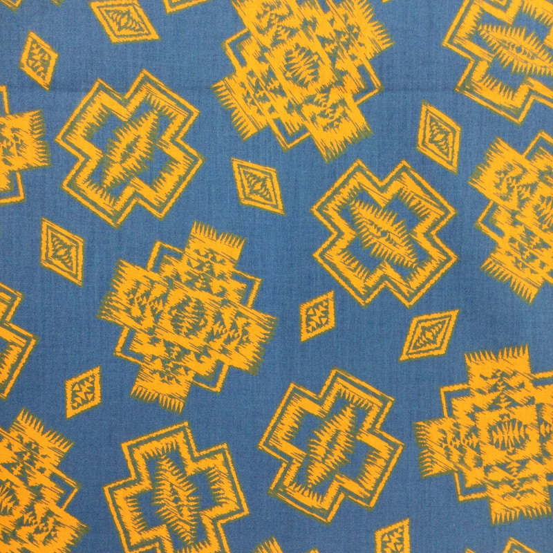 Southwestern Design in Blue and Orange | Quilting Fabric | 100% Cotton | 44 wide | By the Yard
