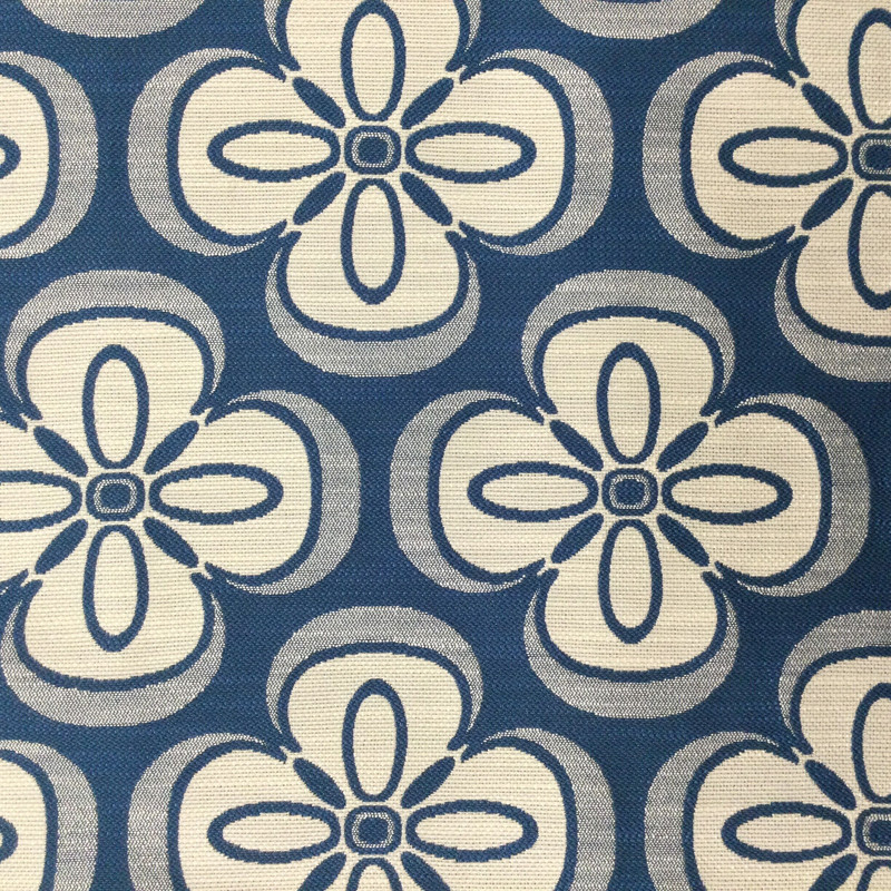 Contemporary Floral in Blue and Cream | R-SASSAFRAS INDIGO | Upholstery Fabric | Regal Fabrics Brand | 54 inch Wide | By the Yard