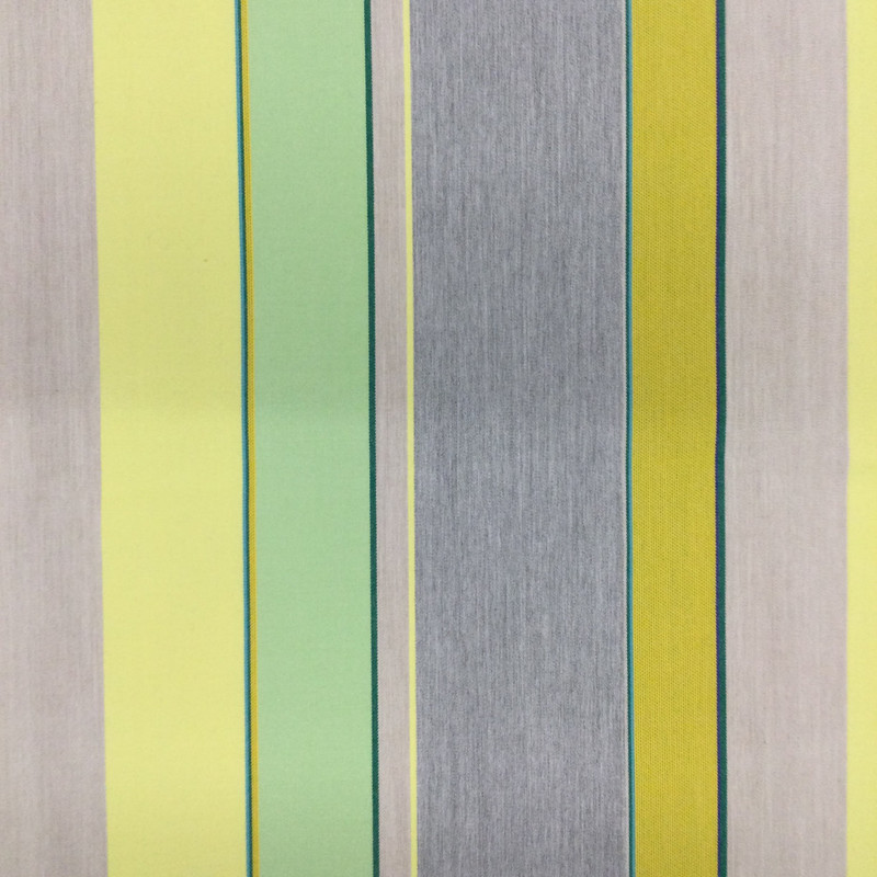 Stripes in Grey / Yellow / Green | Furniture Weight Outdoor Friendly Fabric | 100% Acrylic  | 54" Wide | By the Yard