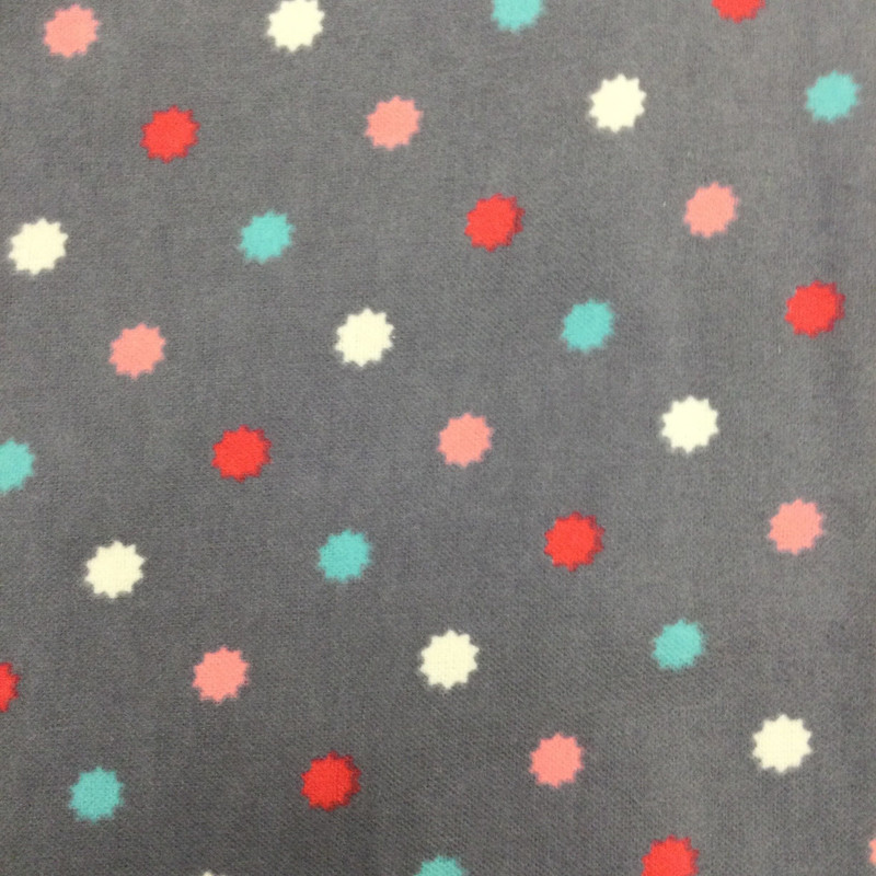 Deco Dots in Grey / Red / Blue | Juvenile Flannel Fabric | 44 Wide | 100% Cotton | By The Yard 101