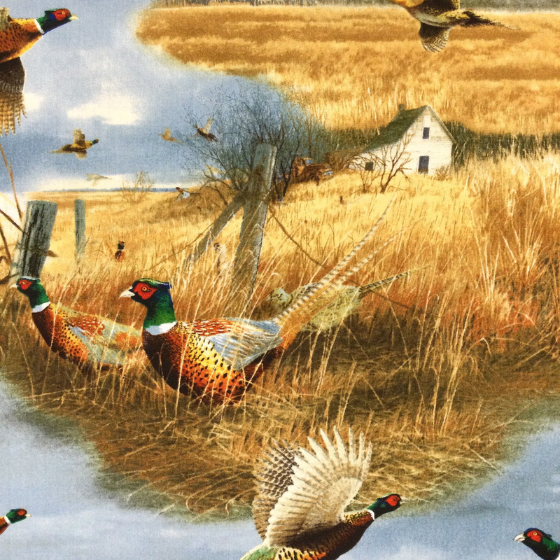 Wild Pheasants |Quilting Treasures | Maine Wildlife | Fall Scene | Quilting Fabric | 100% Cotton | 44 wide | By the Yard 5287