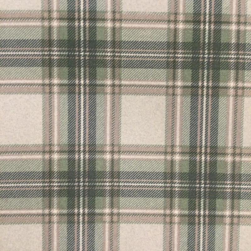Tartan Plaid Velvet Fabric | Green / Taupe / Grey | Heavyweight Upholstery | Microfiber Velvet | 54 wide | By The Yard