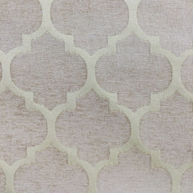 Pastis in Wheat | Chenille Upholstery Fabric |  Quatrefoil in Golden Tan | 54 wide | By The Yard