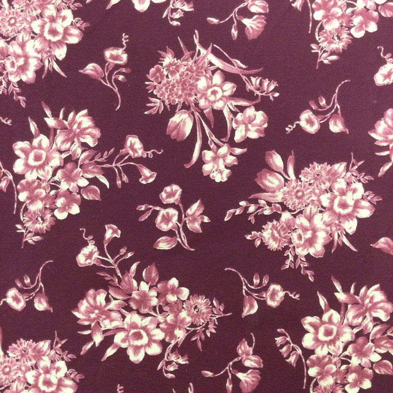 Burgundy Floral | Wide Back Quilting Fabric |  100% Cotton  | 108" Wide | By the Yard